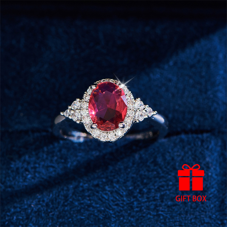 Red Cubic Zirconia Wedding Ring - Durable & Sparkling